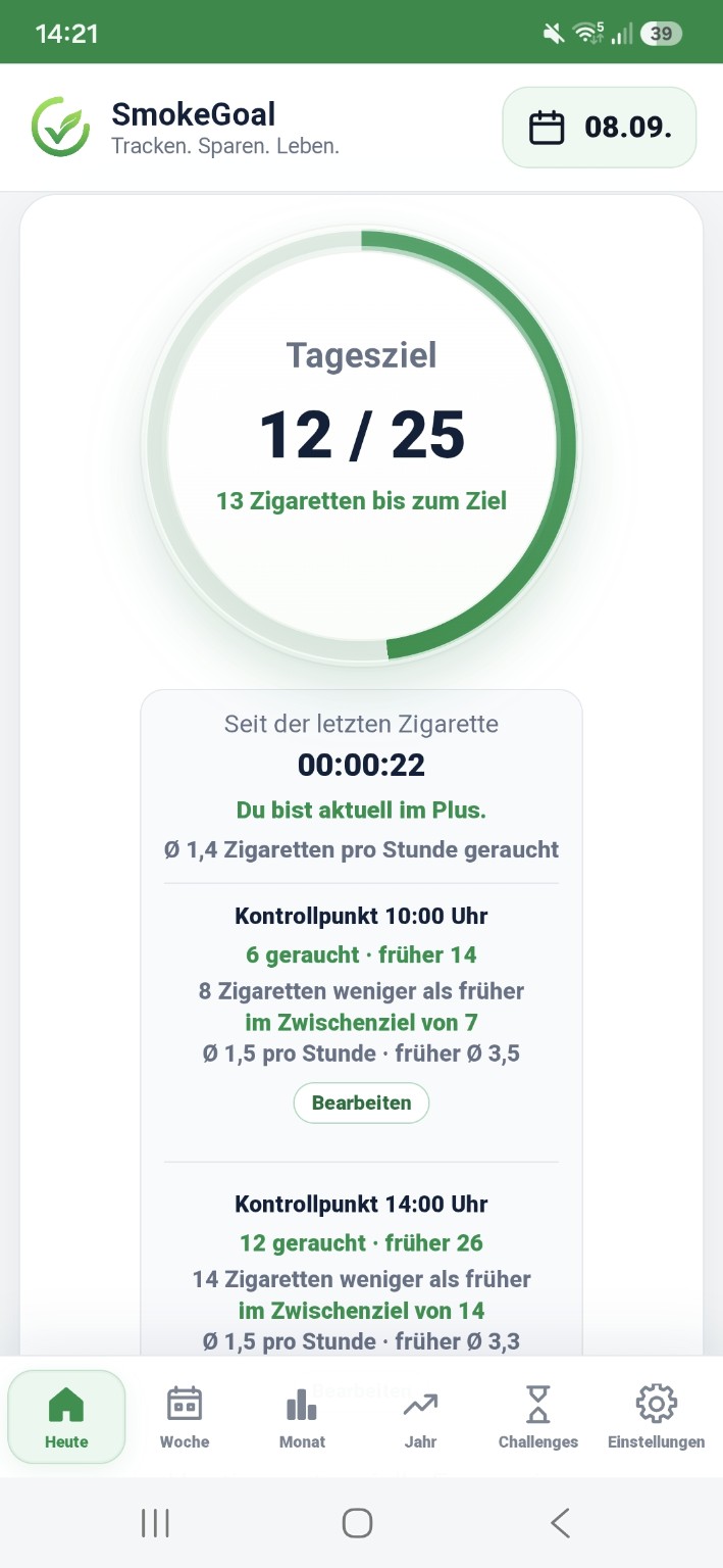 Tagesziel in SmokeGoal