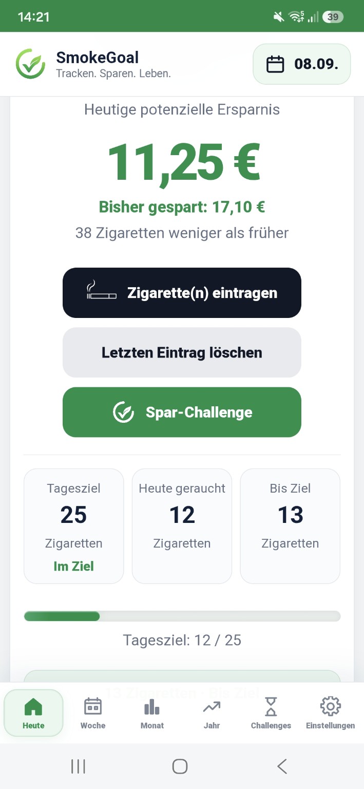 SmokeGoal Ersparnis