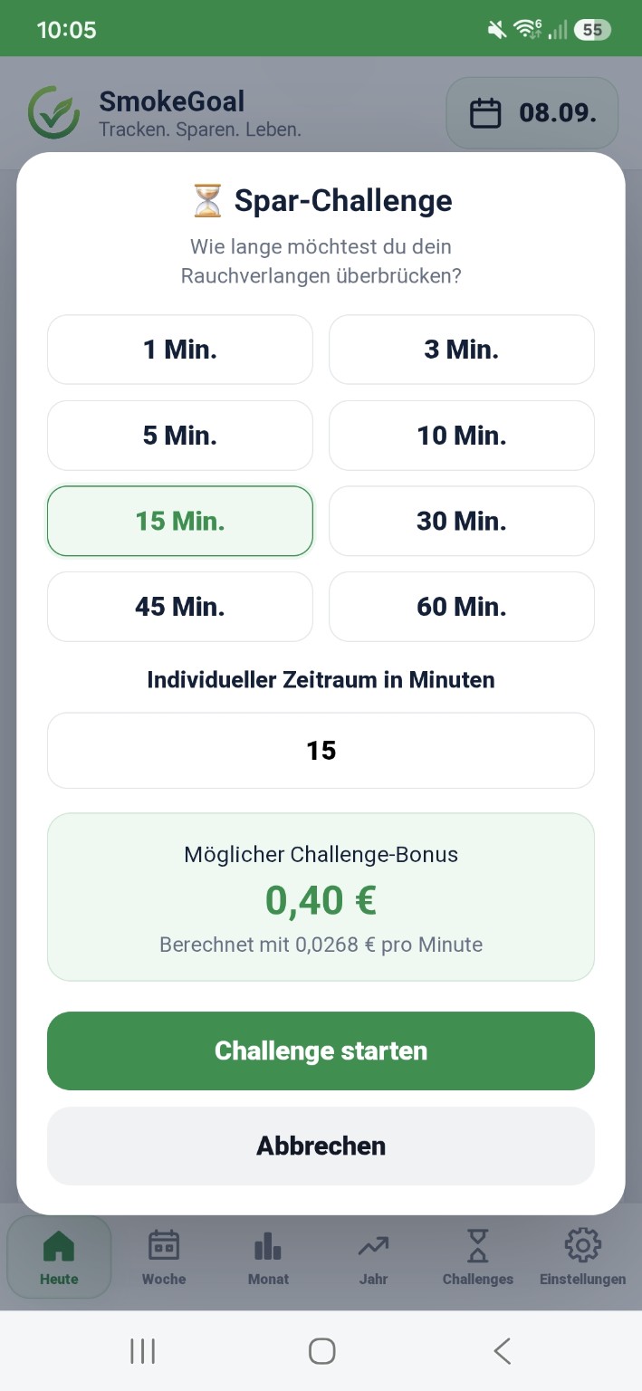 Spar-Challenge auswählen