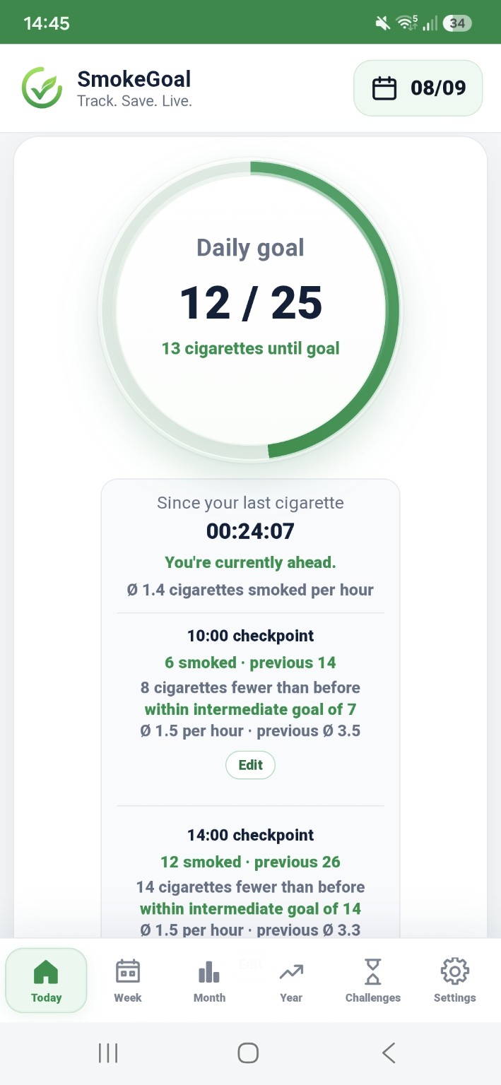 Daily goal in SmokeGoal