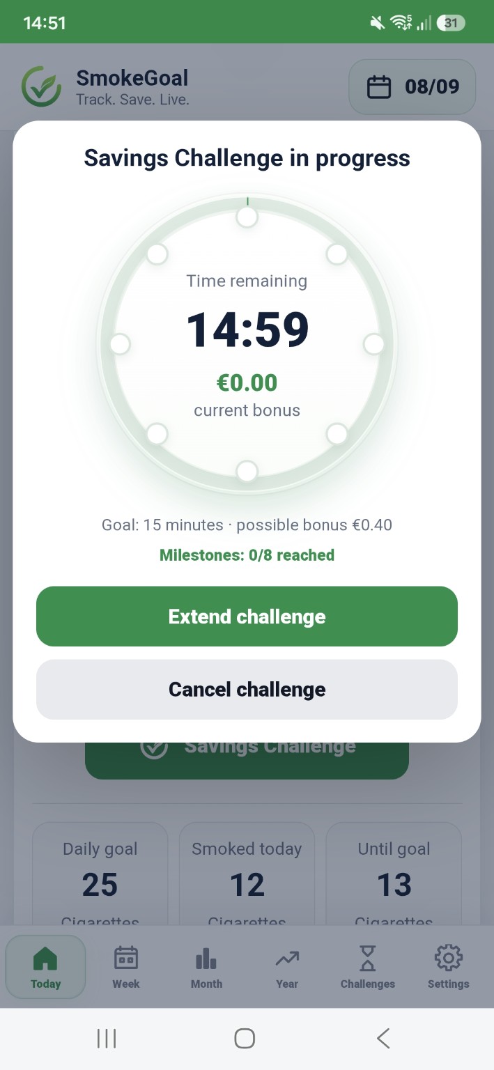 Savings Challenge in progress
